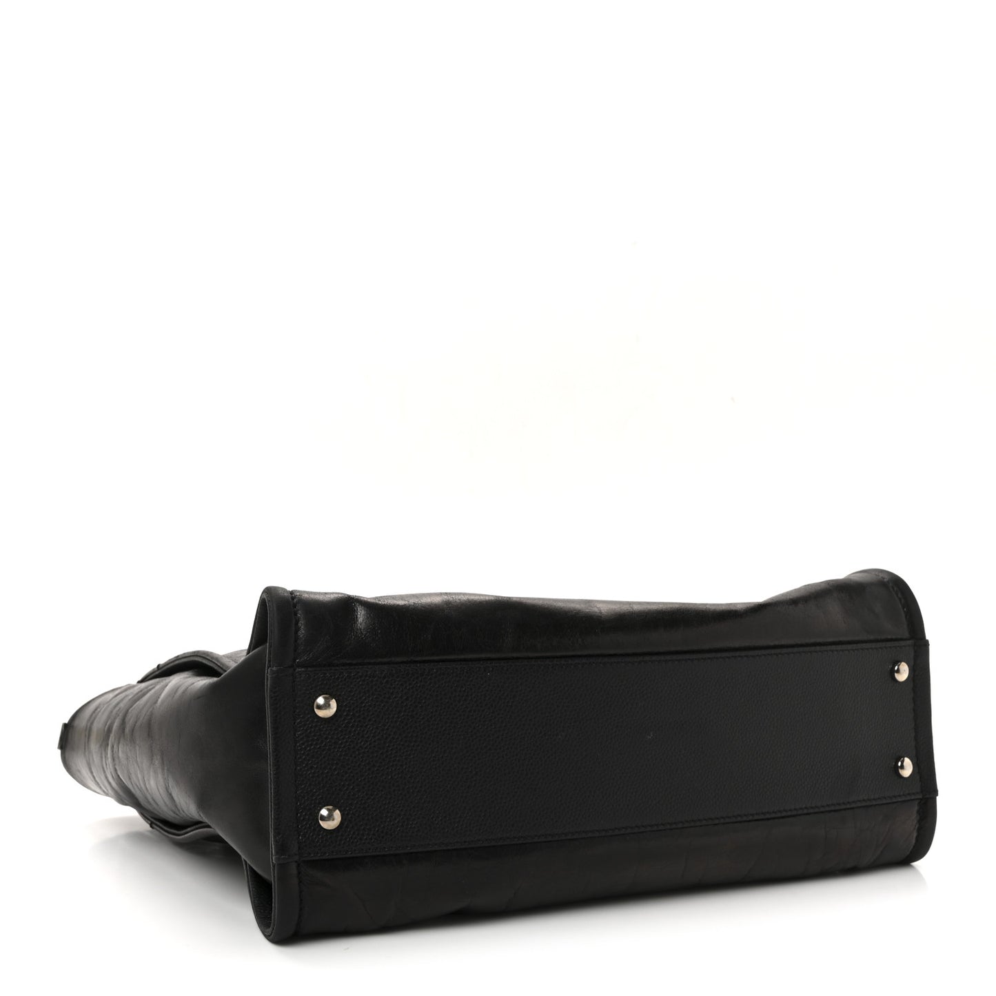 Glazed Calfskin Small Deauville Tote Black