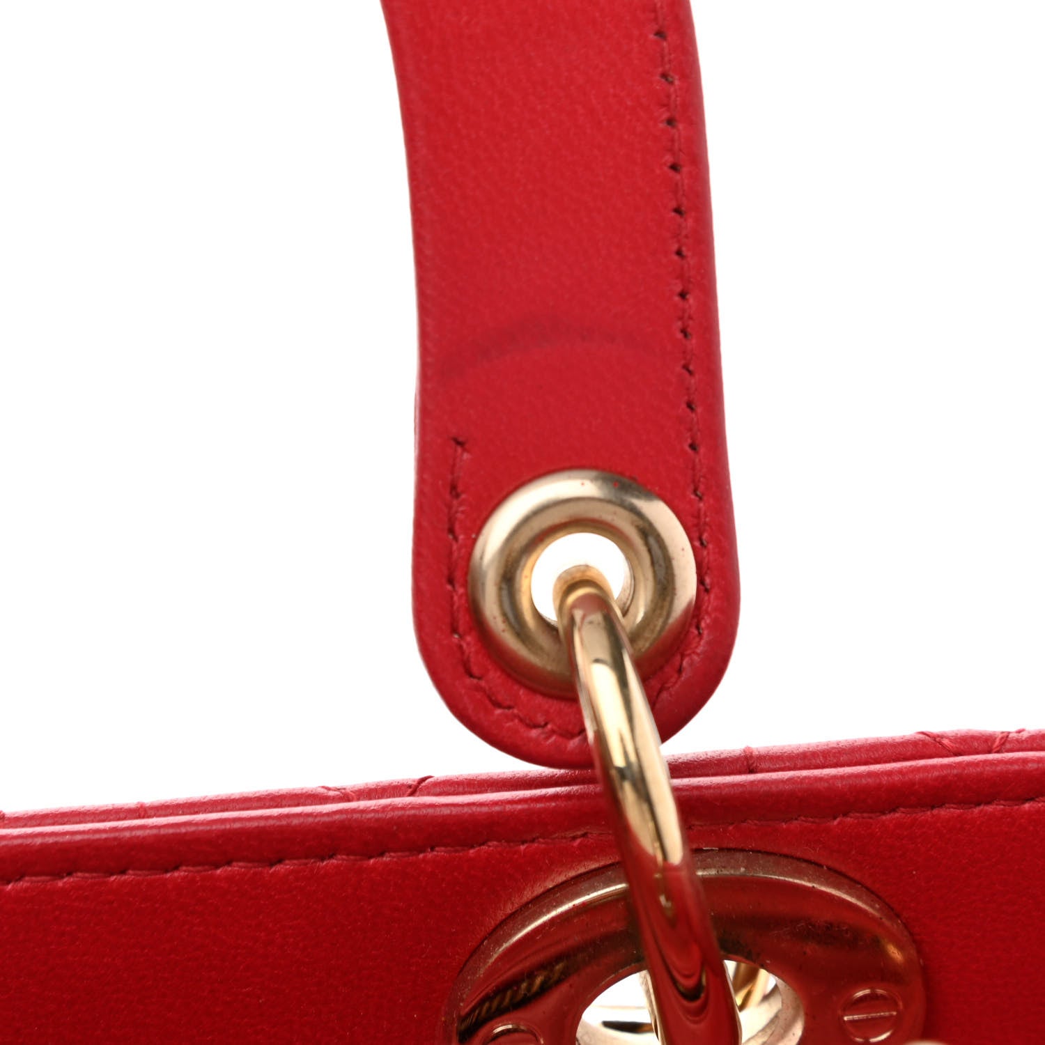Christian Dior Lambskin Cannage Medium Lady Dior Red 9 of 9