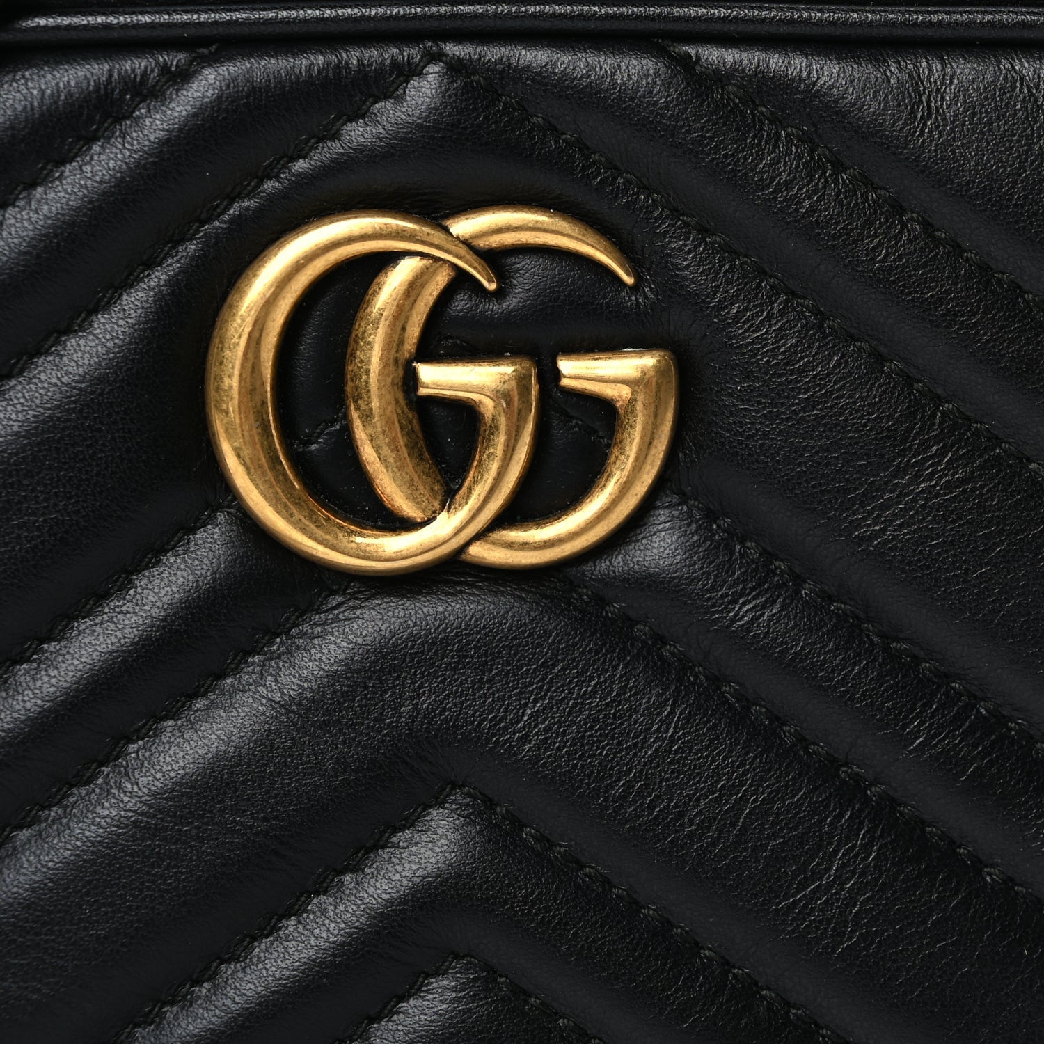 Gucci Calfskin Matelasse Mini GG Marmont Chain Shoulder Bag Black 6 of 8