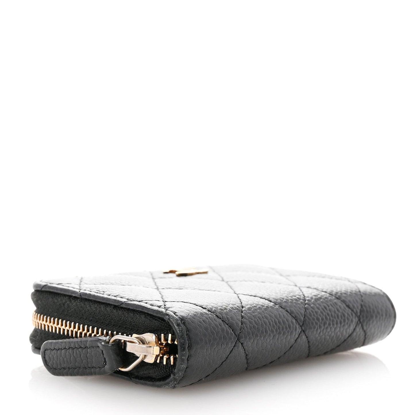Caviar Quilted Zip Coin Purse Black