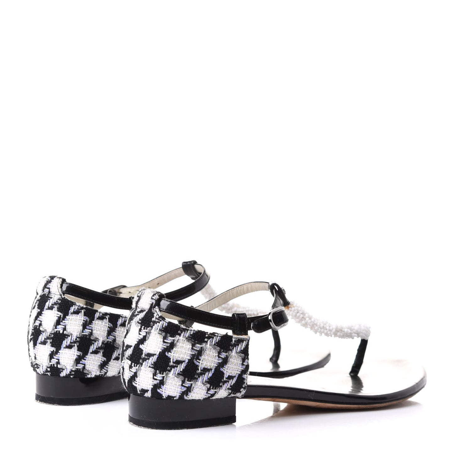 Patent Tweed CC Sandals 37.5 Black