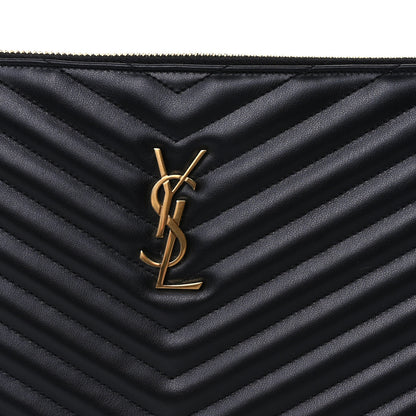 Saint Laurent Calfskin Matelasse Chevron Monogram Document Holder Black 6 of 6