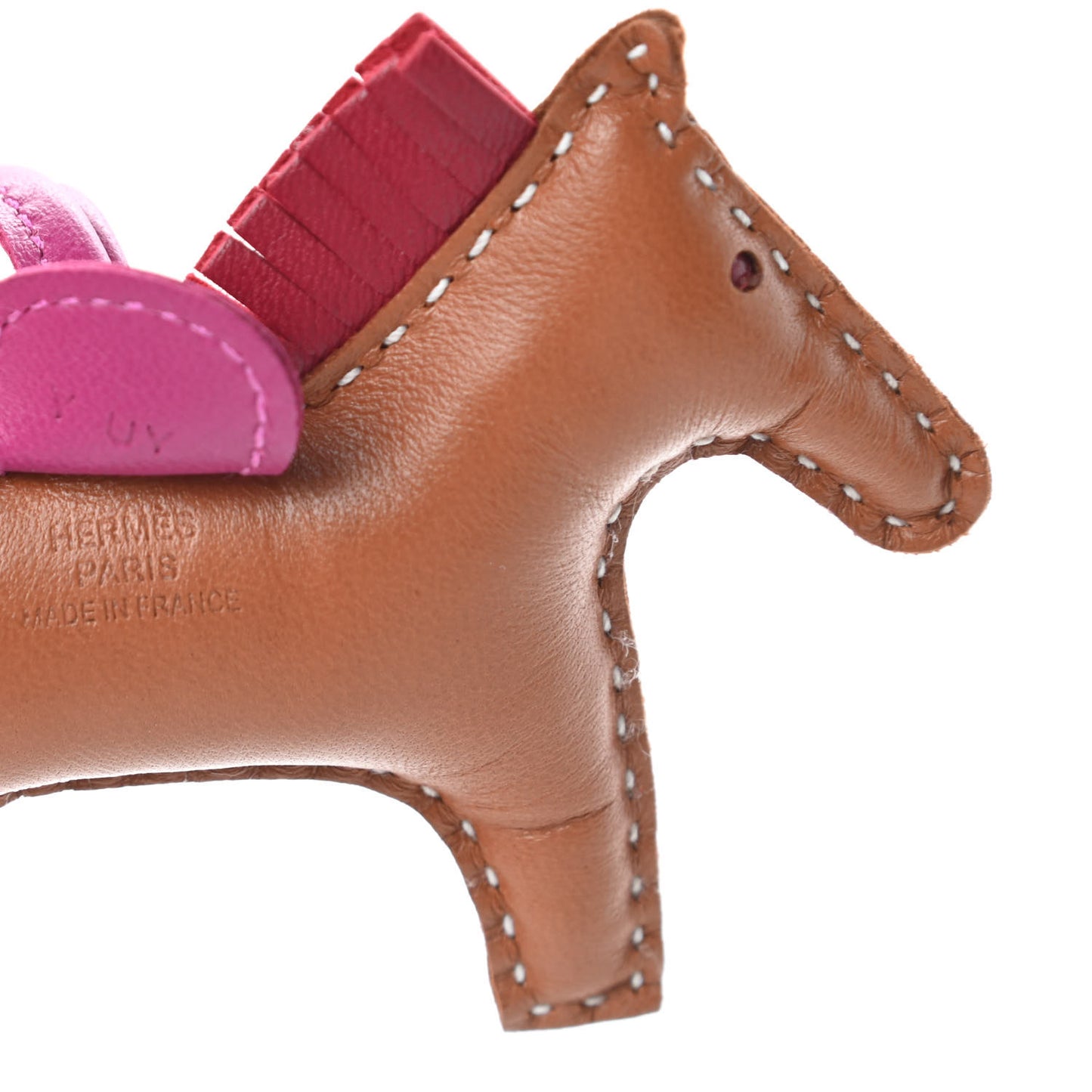 Milo Lambskin Grigri Rodeo Horse Bag Charm PM Sesame Grenat Rose Poupre