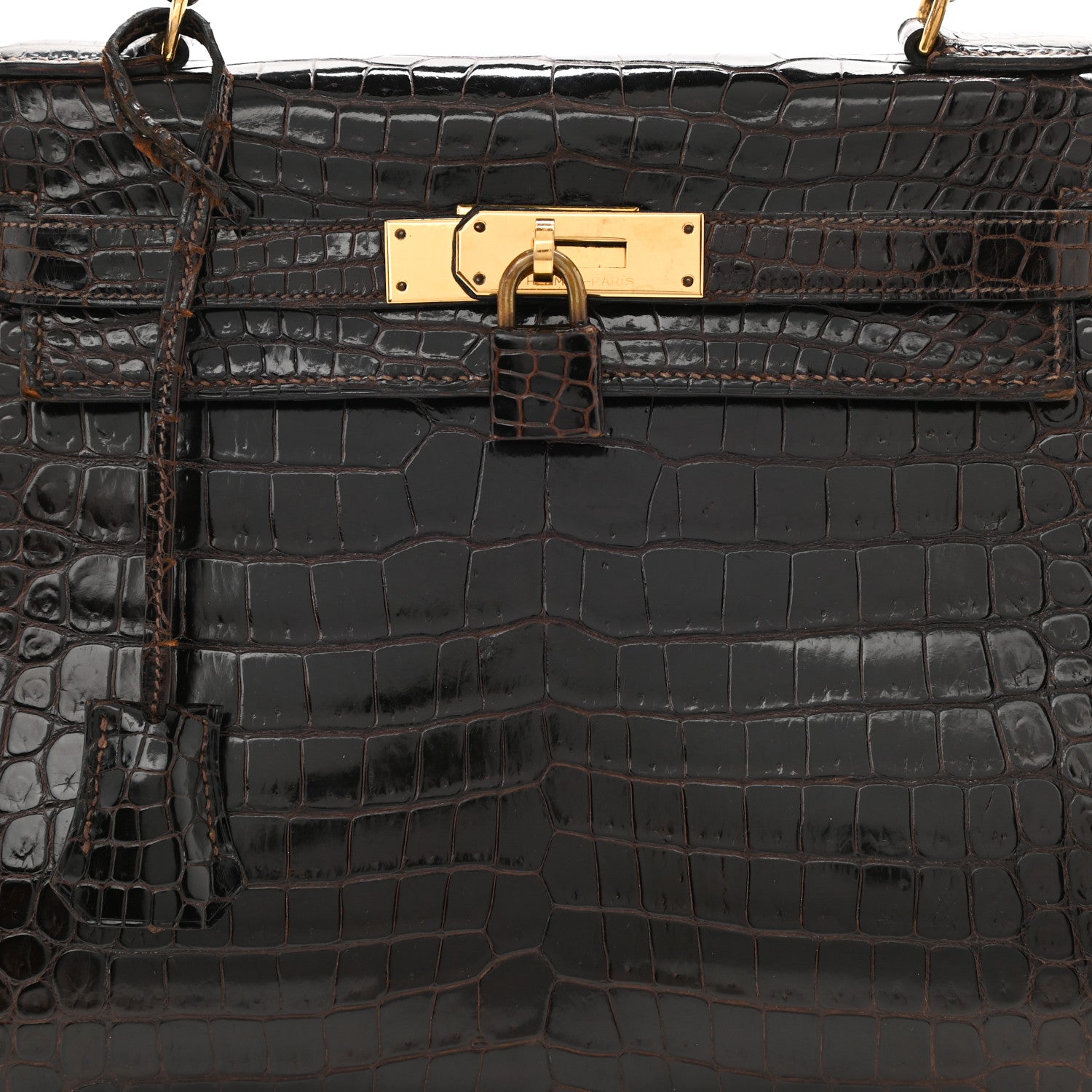 Hermes Shiny Porosus Crocodile Kelly Sellier 28 8 of 10