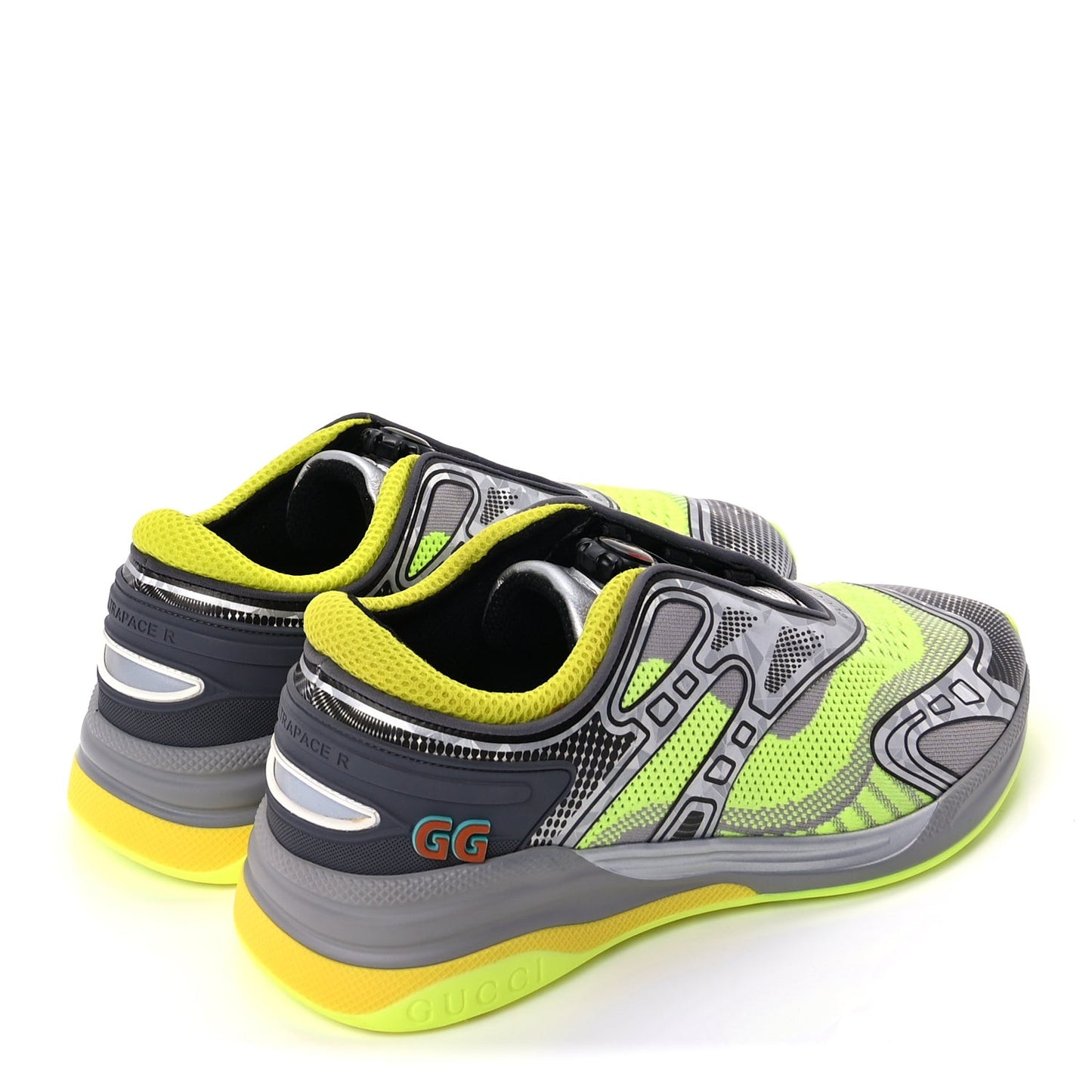 Fabric Mens Ultrapace R Mid Top Sneakers 7.5 Grey Neon Yellow Silver Loess