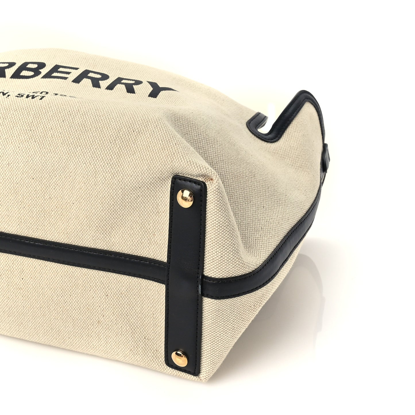 Cotton Soft Canvas Calfskin Medium Belt Tote Natural Black