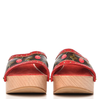 Louis Vuitton Monogram Cerises Mules Heels 37.5 3 of 13