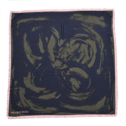 Louis Vuitton Silk Arty Flower Scarf Green Pink 3 of 6