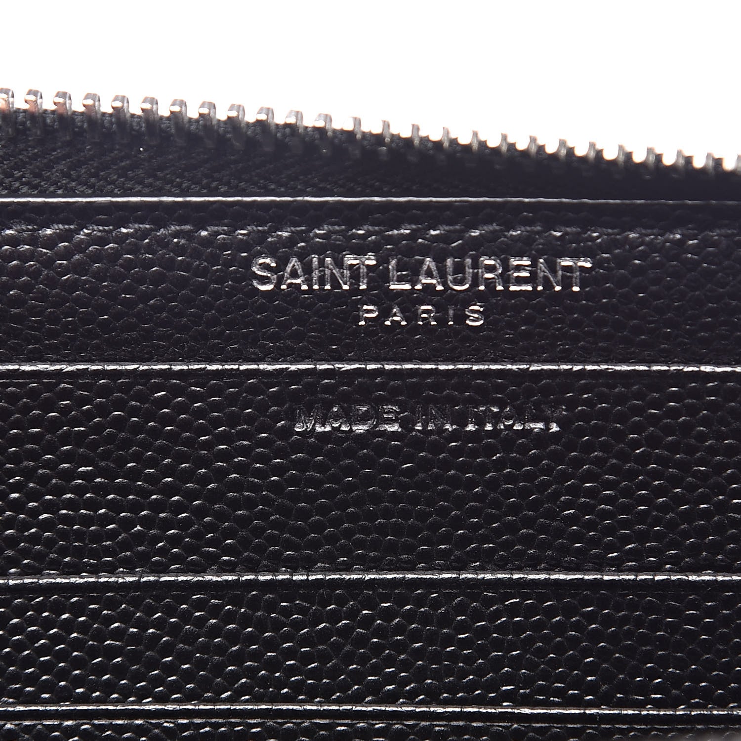 Saint Laurent Grain De Poudre Matelasse Chevron Monogram Zip Around Wallet Black 6 of 9