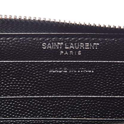 Saint Laurent Grain De Poudre Matelasse Chevron Monogram Zip Around Wallet Black 6 of 9