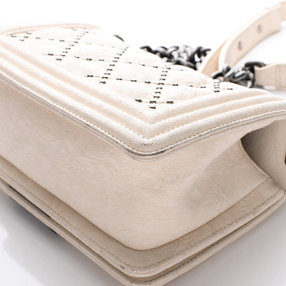 Chanel Crumpled Lambskin Small Studded Boy Flap White 11 of 13