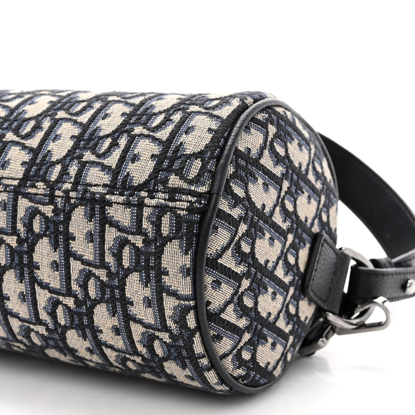 Oblique Mini Roller Saddle Bag With Strap Beige Black