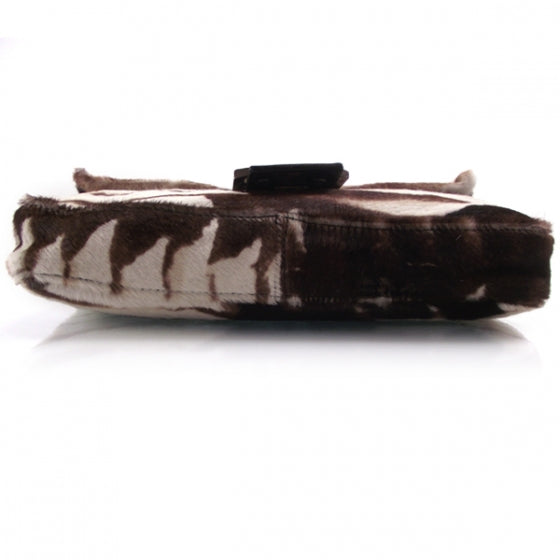 Calf Hair Zebra Print Baguette Handbag Bag