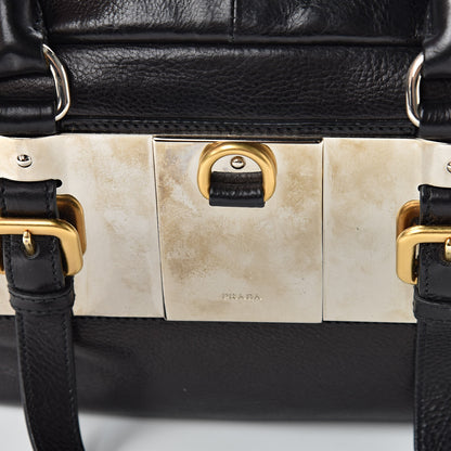 Prada Glace Calfskin Zippers Plaque Boston Black 12 of 12