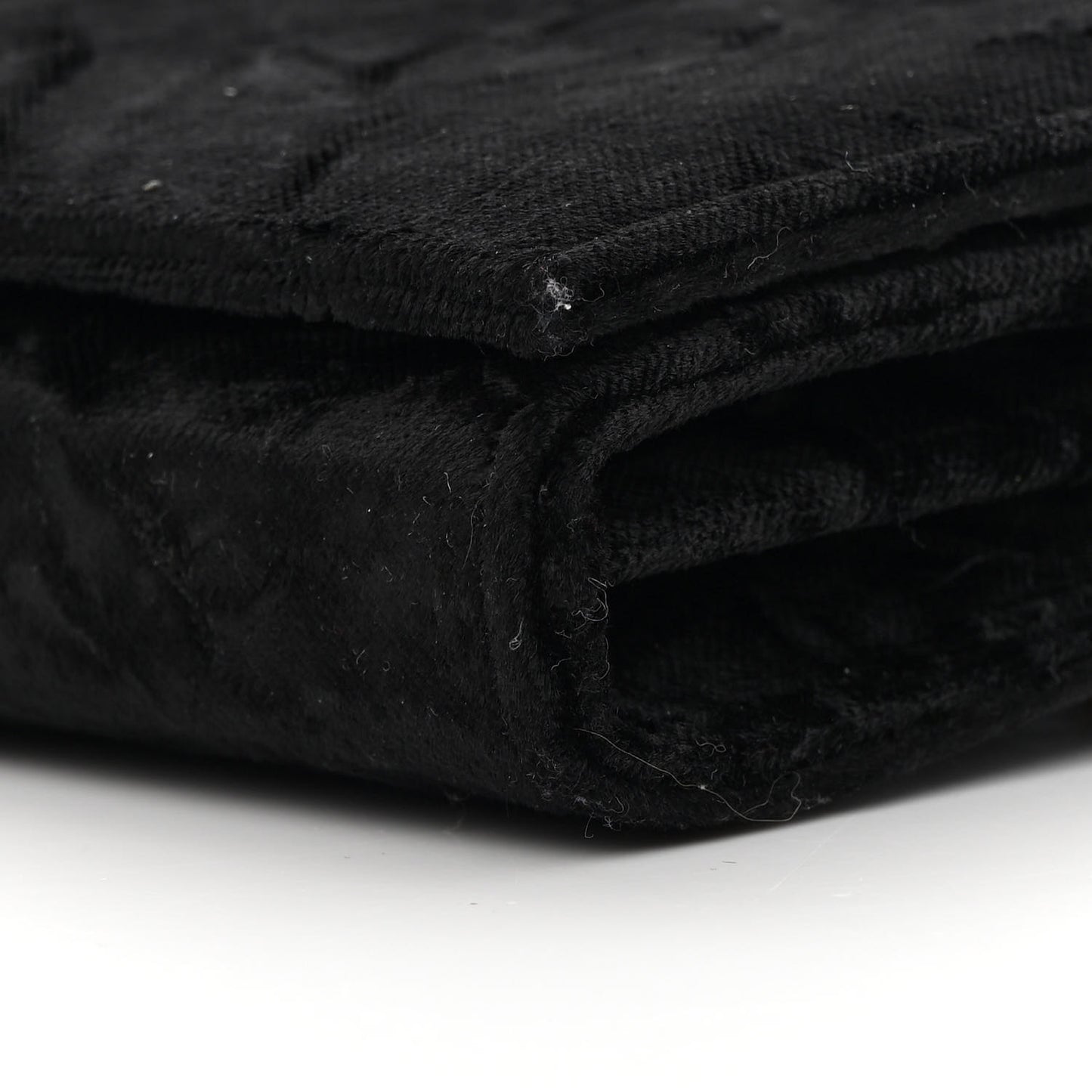 Textured Velour Monogram Chain Wallet Black