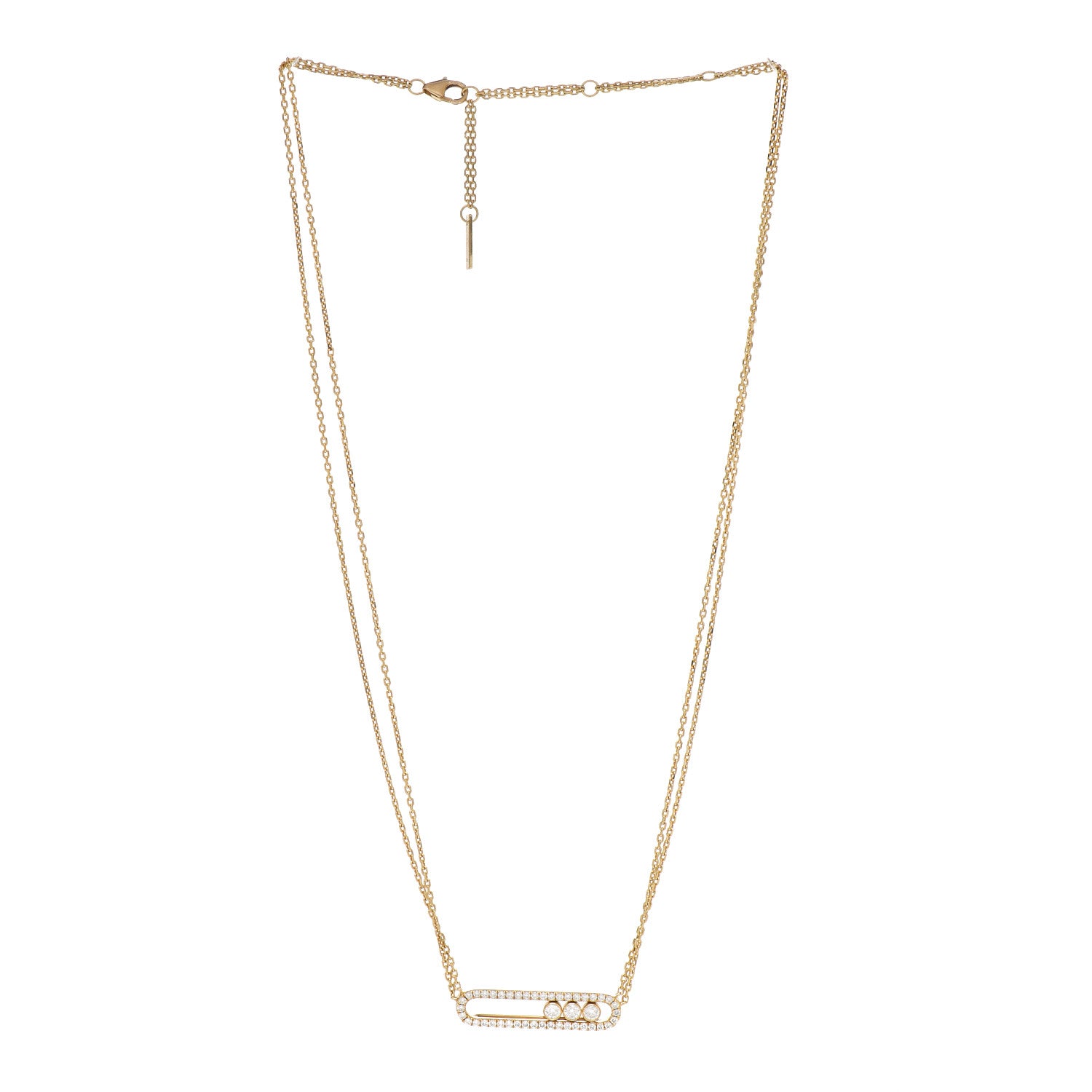 Messika 18K Yellow Gold Diamond Move Double Chain Pave Necklace 3 of 4