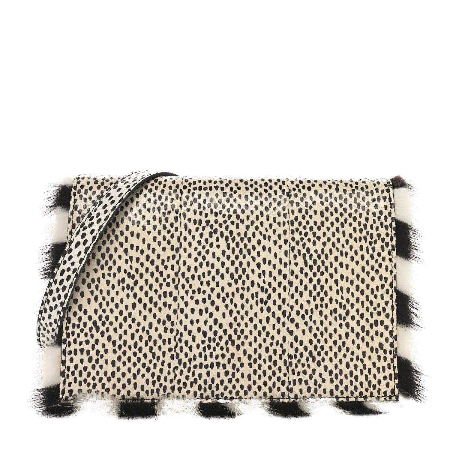 Fendi Watersnake Mink Daisy Clutch White Black 1 of 11
