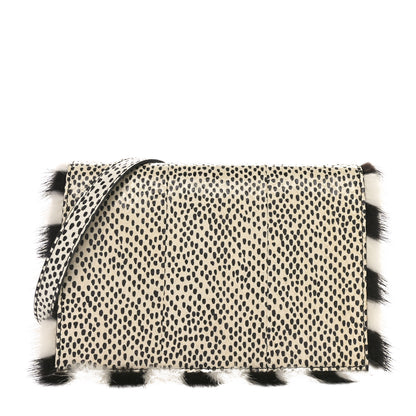 Fendi Watersnake Mink Daisy Clutch White Black 1 of 11