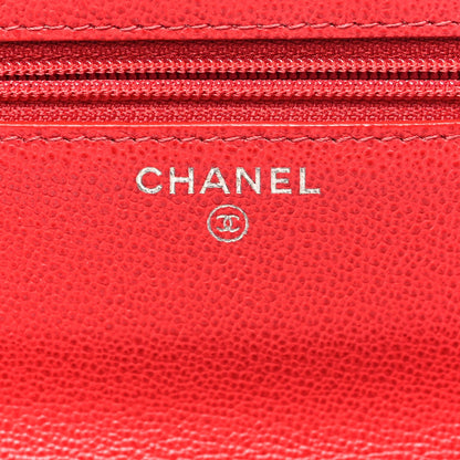 Chanel Grained Calfskin Quilted CC Box Wallet On Chain WOC Red 6 of 7