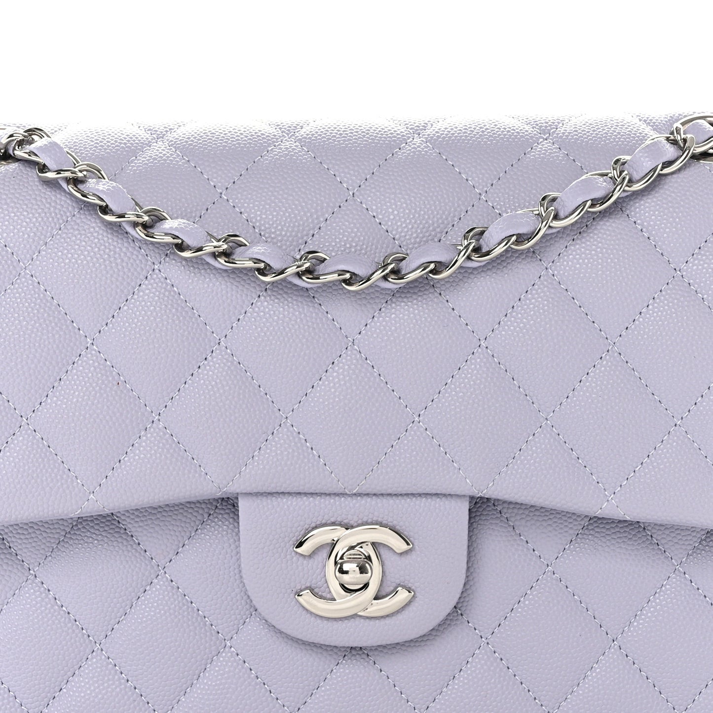Caviar Quilted Medium Double Flap Light Purple