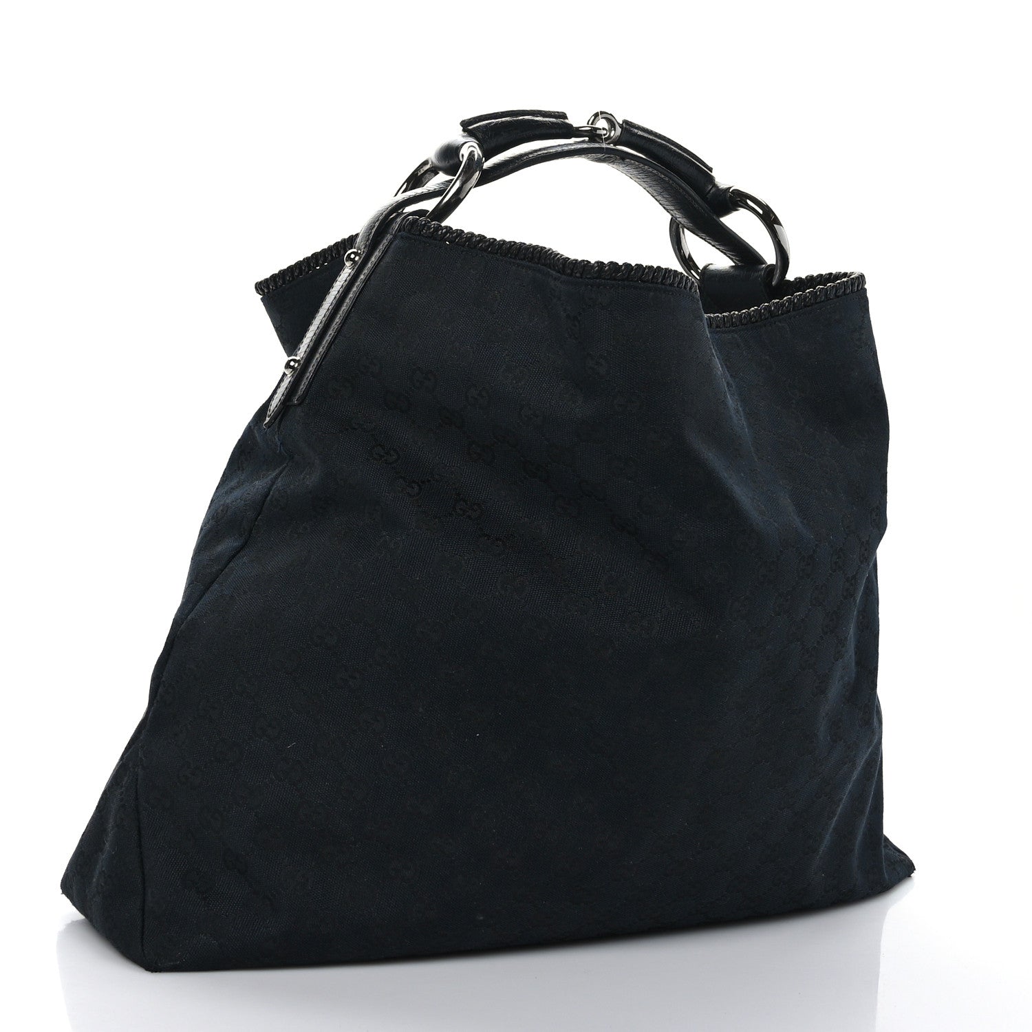 Gucci Monogram Large Horsebit Chain Hobo Black 2 of 8