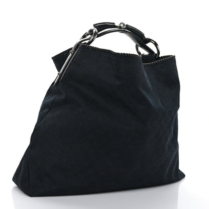 Gucci Monogram Large Horsebit Chain Hobo Black 2 of 8