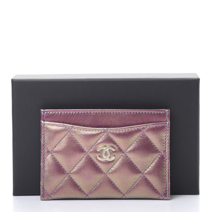 Chanel Metallic Lambskin Quilted Card Holder Purple 9 of 9