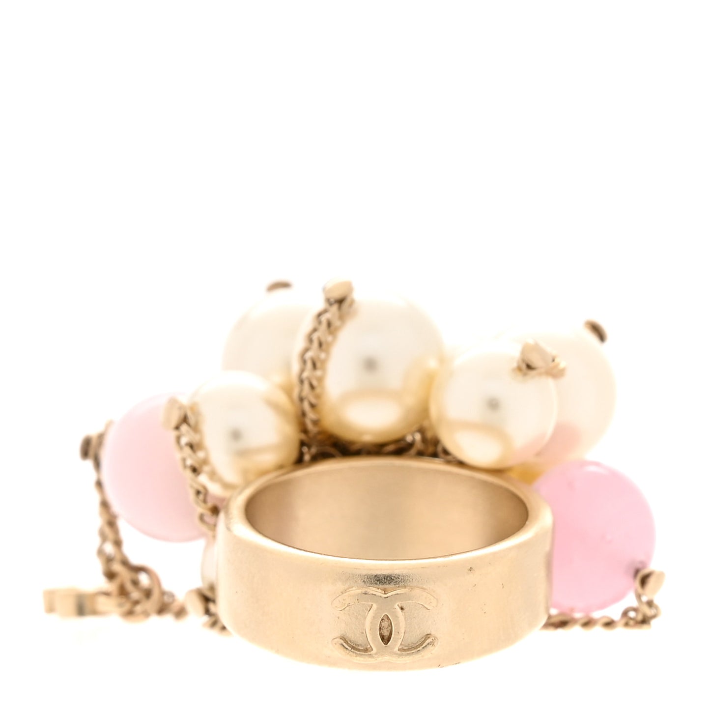 Pearl Chain CC Cluster Ring 53/6.25 Gold