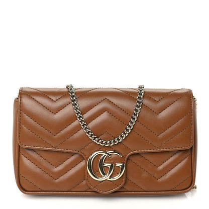 Gucci Calfskin Matelasse Mini GG Marmont Shoulder Bag With Card Holder Cuir 1 of 8