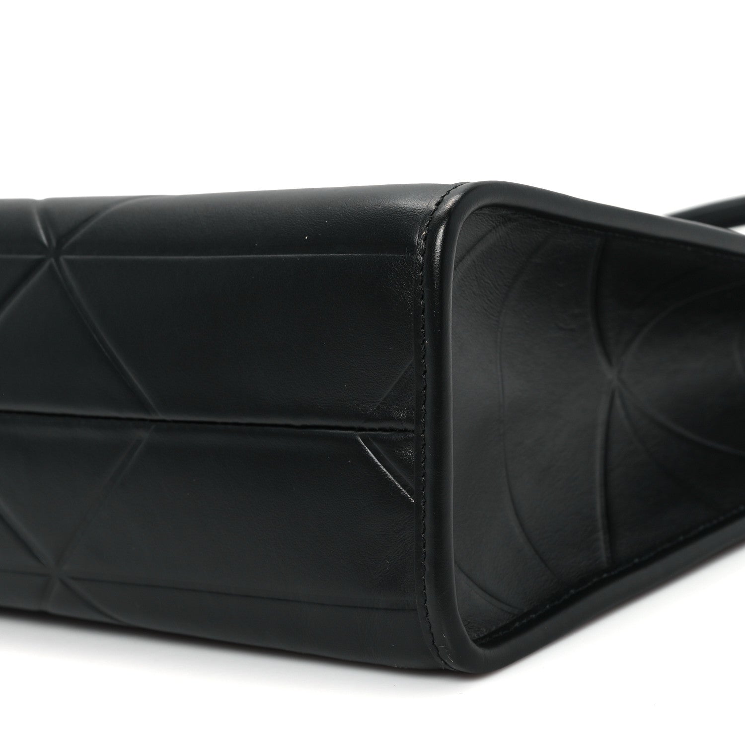 Prada Soft Calfskin Triangolo Symbole Embossed Medium Tote Black 9 of 10