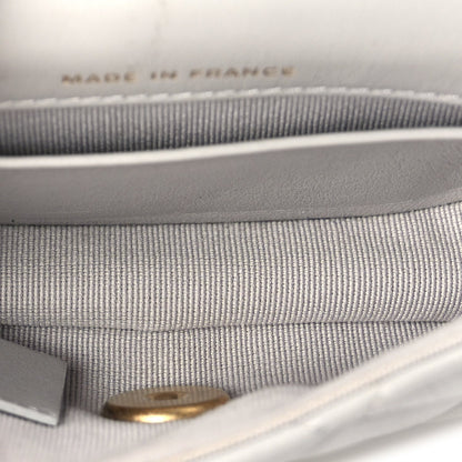 Chanel Calfskin Quilted Lady Handle Flap Card Holder With Chain  Grey 4 of 9