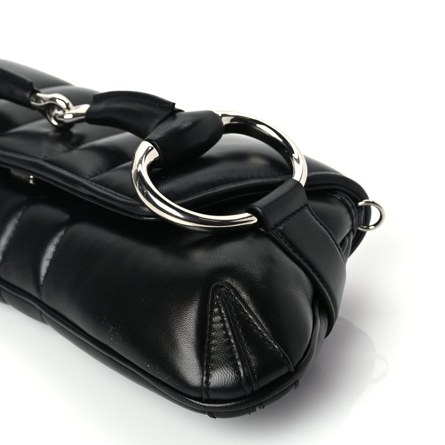 Nappa Vertical Matelasse Medium Maxi Horsebit Chain Shoulder Bag Black