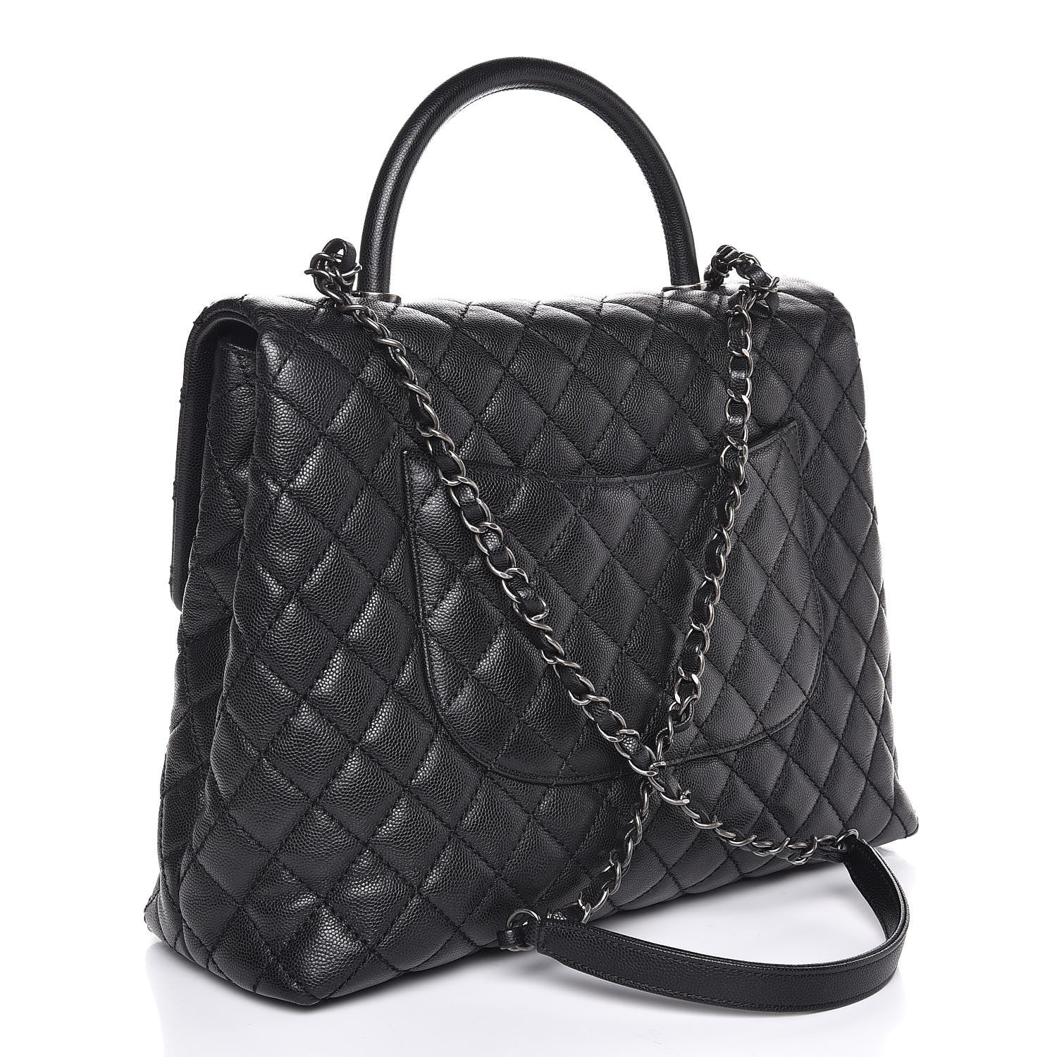 Chanel Caviar Quilted Large Coco Handle Flap Black 3 of 8