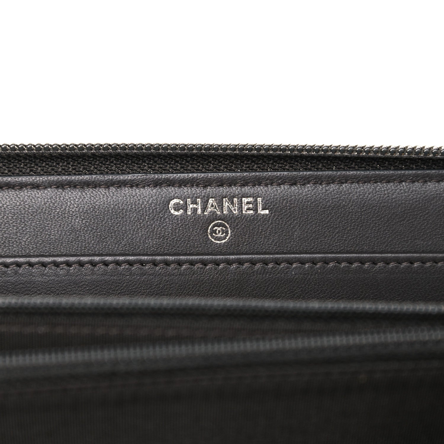 Chanel Caviar Quilted Large Boy Zip Around Wallet Grey 6 of 11