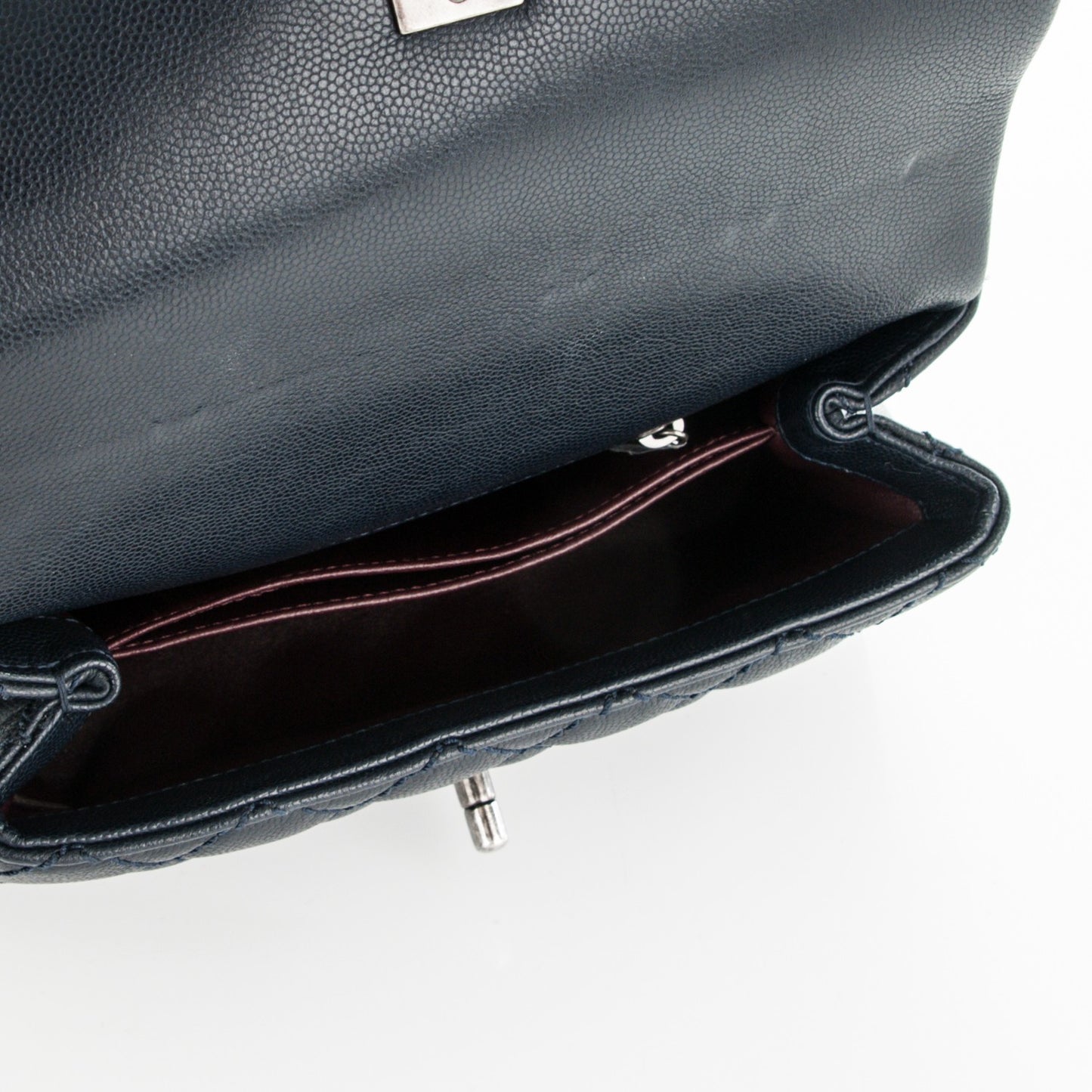 Caviar Lizard Quilted Mini Coco Handle Flap Navy