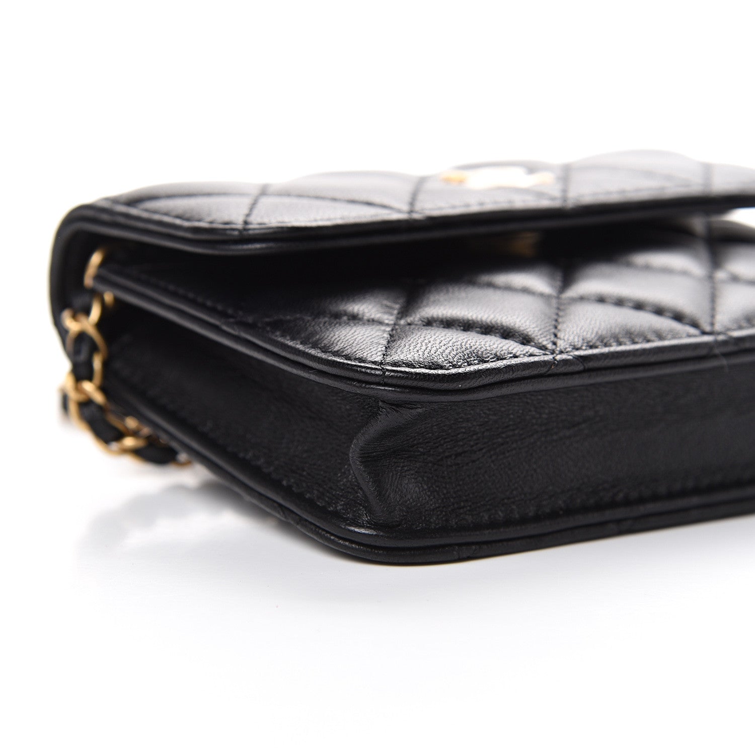 Chanel Lambskin Quilted Pearl Crush Clutch With Chain Black 9 of 10