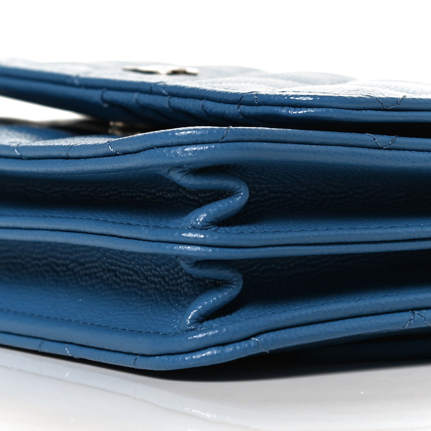 Caviar Quilted Mini Wallet On Chain WOC Blue