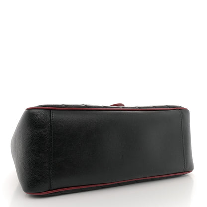 Gucci Vintage Effect Calfskin Matelasse Diagonal Small Torchon GG Marmont Top Handle Shoulder Bag Black Romantic Cherry 4 of 14