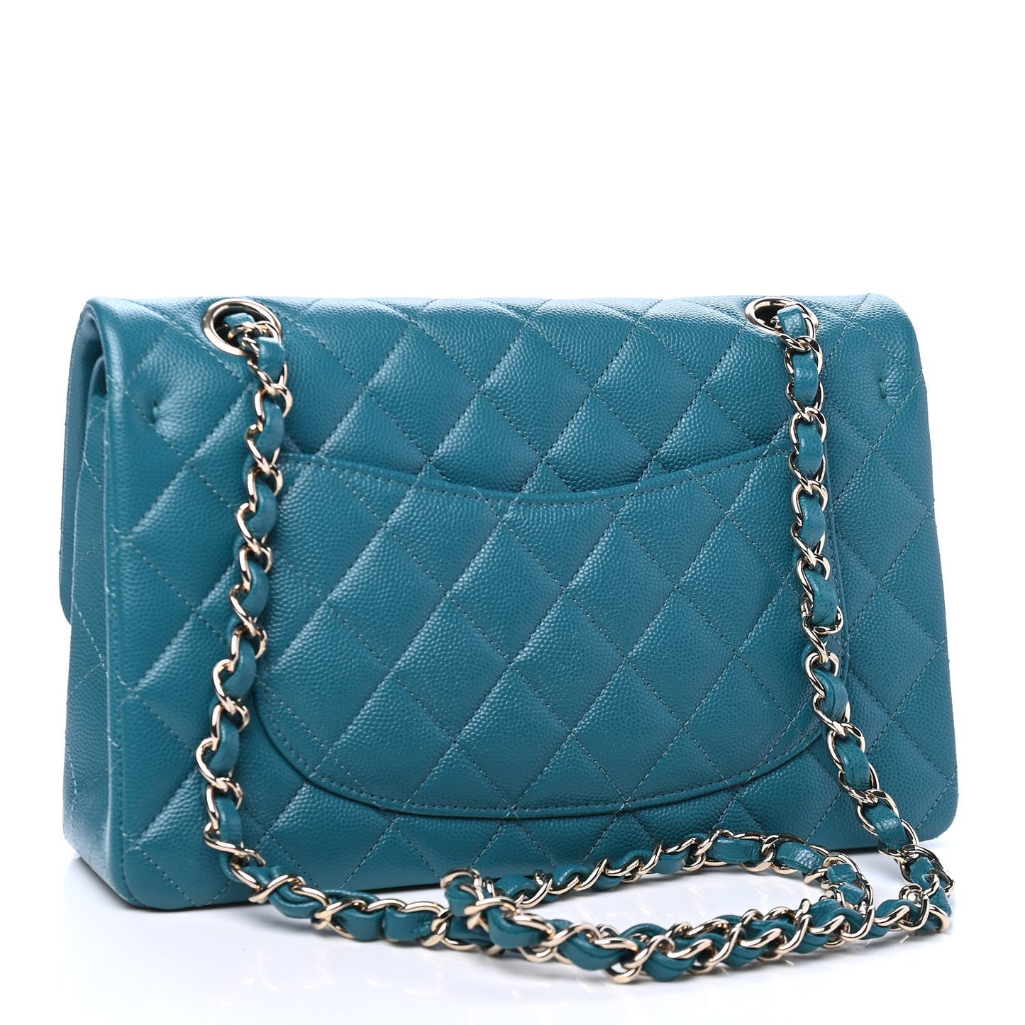 Caviar Quilted Small Double Flap Green