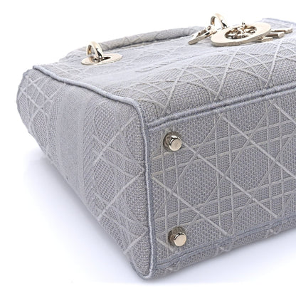 Christian Dior Canvas Embroidered Cannage Medium Lady D-Lite Gray Grey 7 of 7