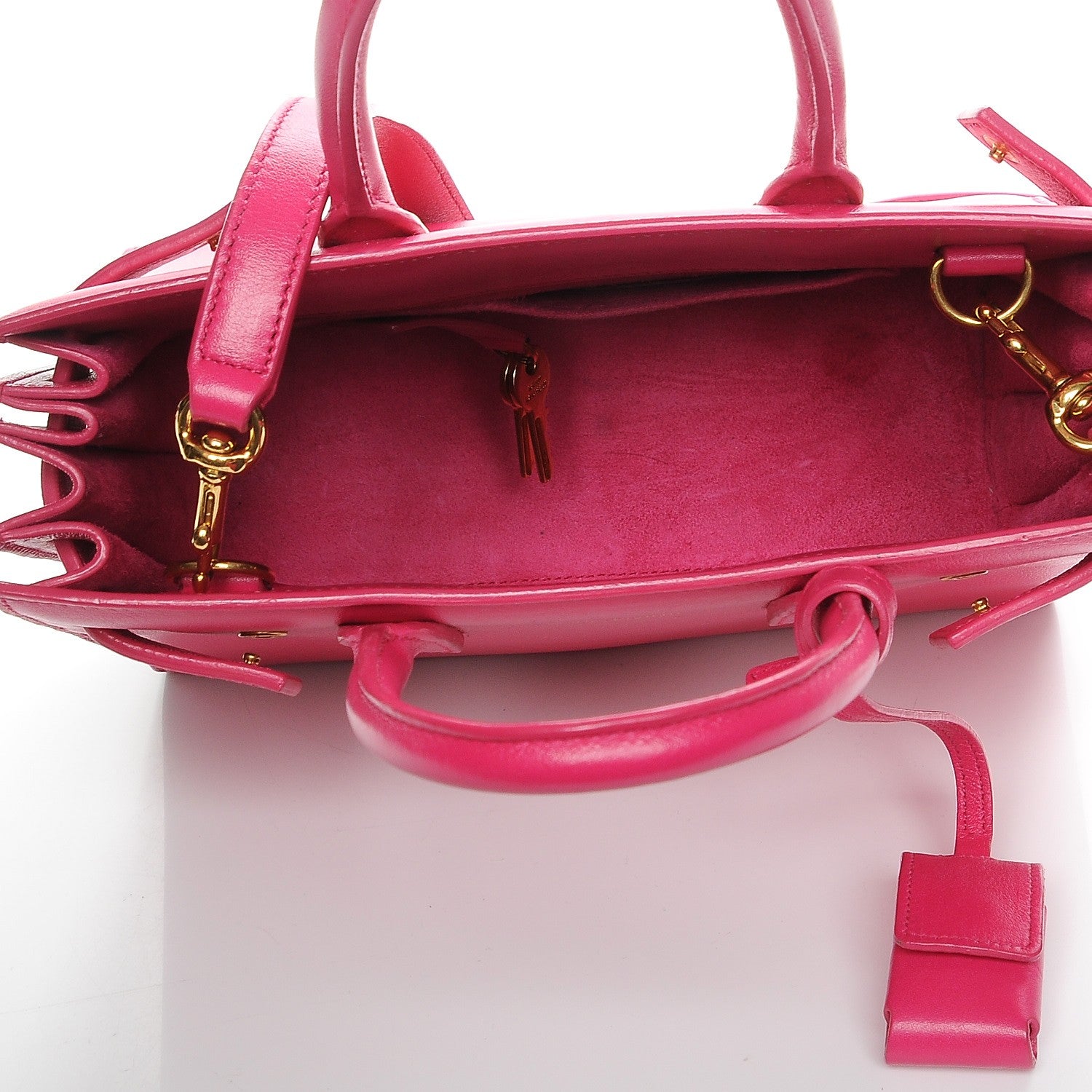 Saint Laurent Calfskin Nano Sac De Jour Lipstick Fuchsia 5 of 6