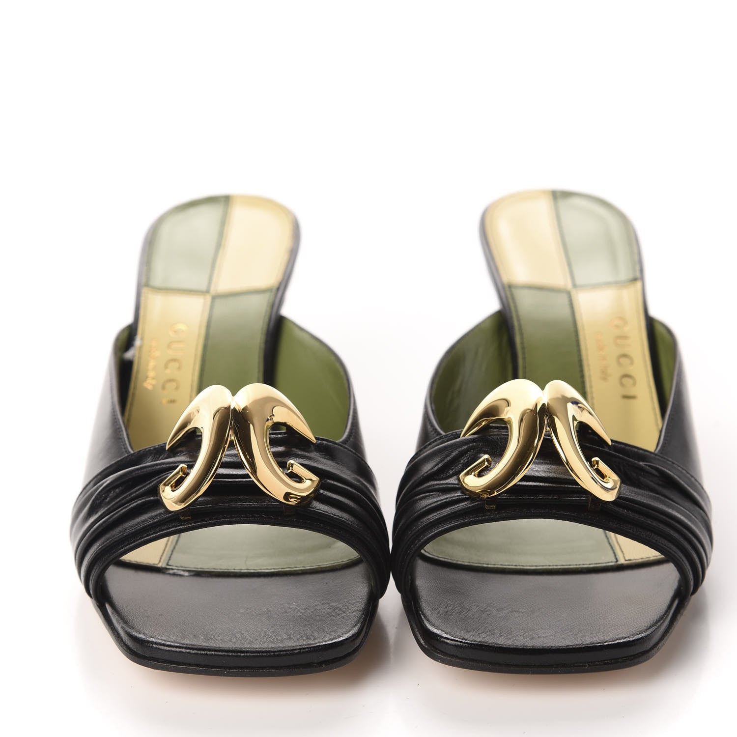 Gucci Malaga Kid Half Moon GG Square Toe Slide Sandals 36.5 Black 2 of 9