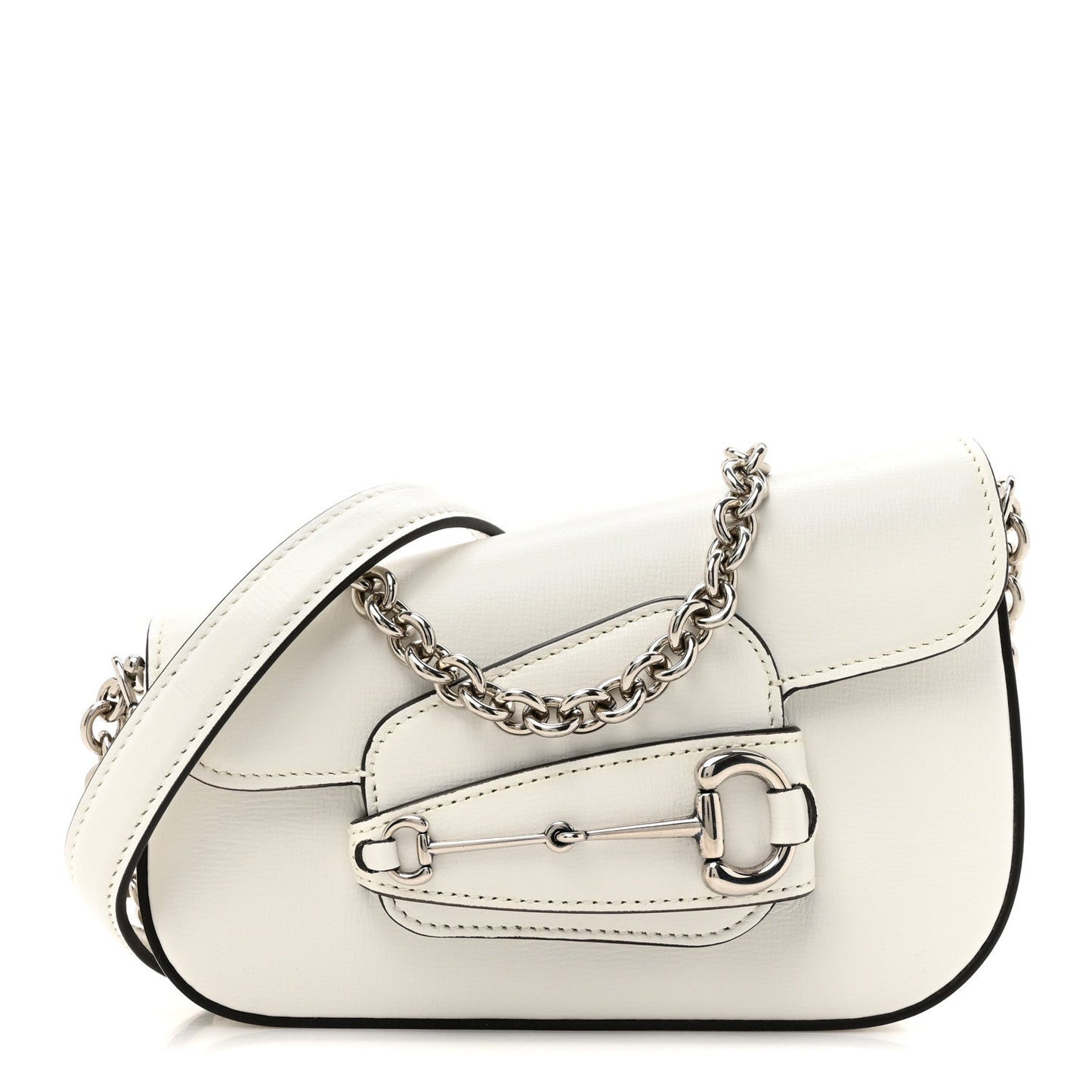 Calfskin Mini Horsebit 1955 Asymmetric Shoulder Bag Great White