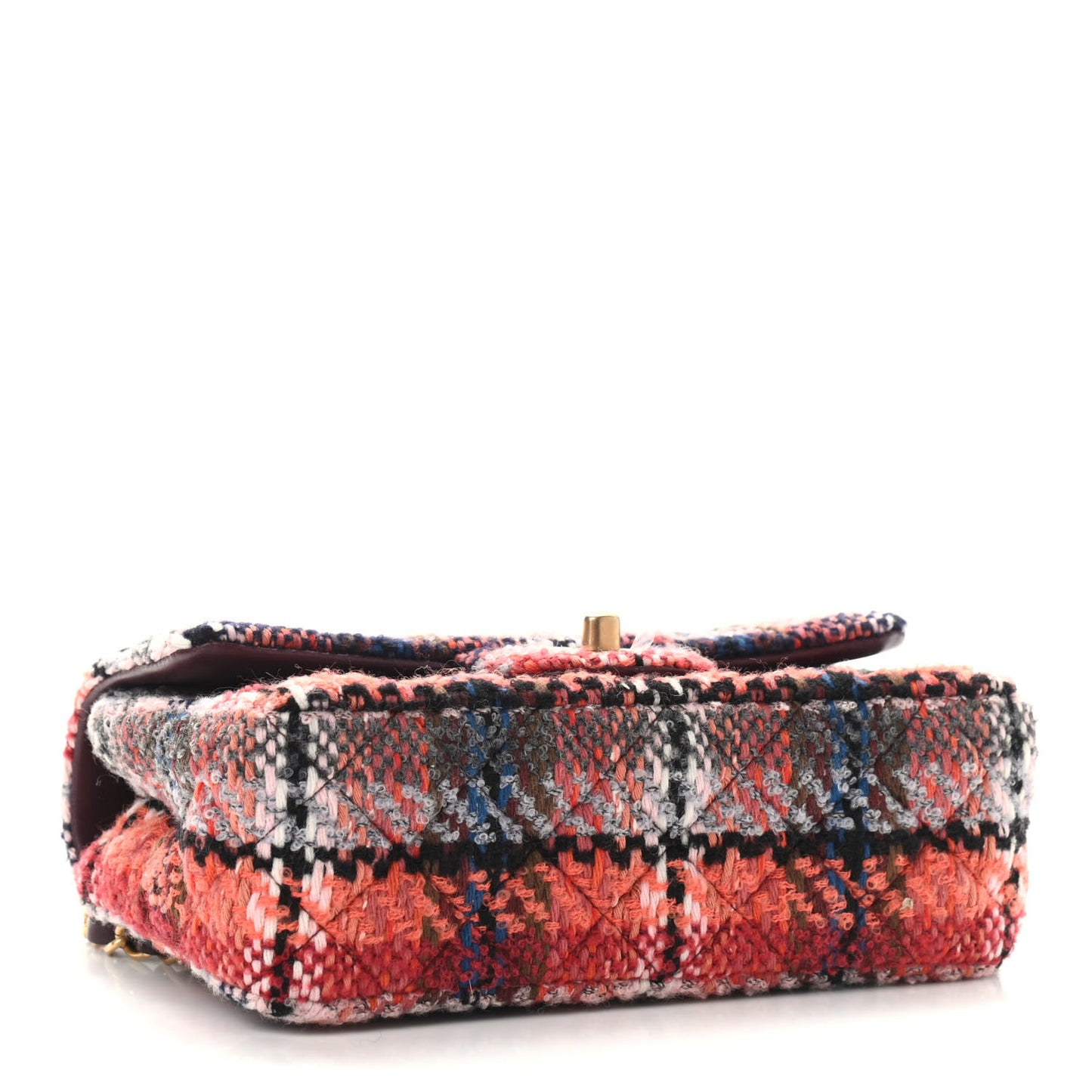 Tweed Quilted Mini Rectangular Flap Red Multicolor