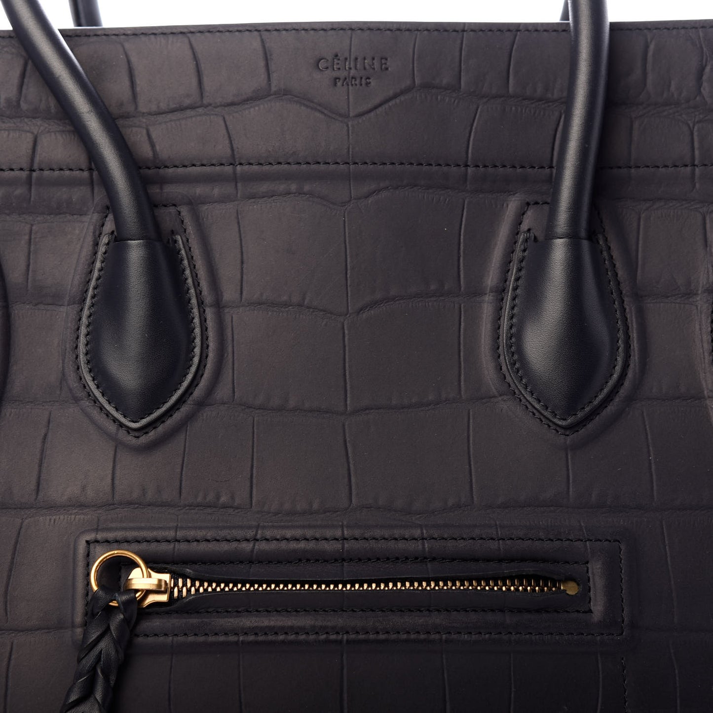 Crocodile Embossed Nubuck Medium Phantom Luggage Navy Blue