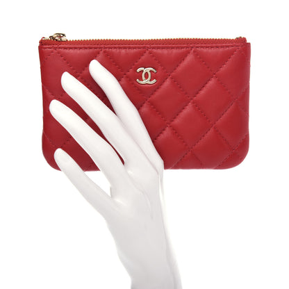 Chanel Lambskin Quilted Small Cosmetic Case Red 2 of 8