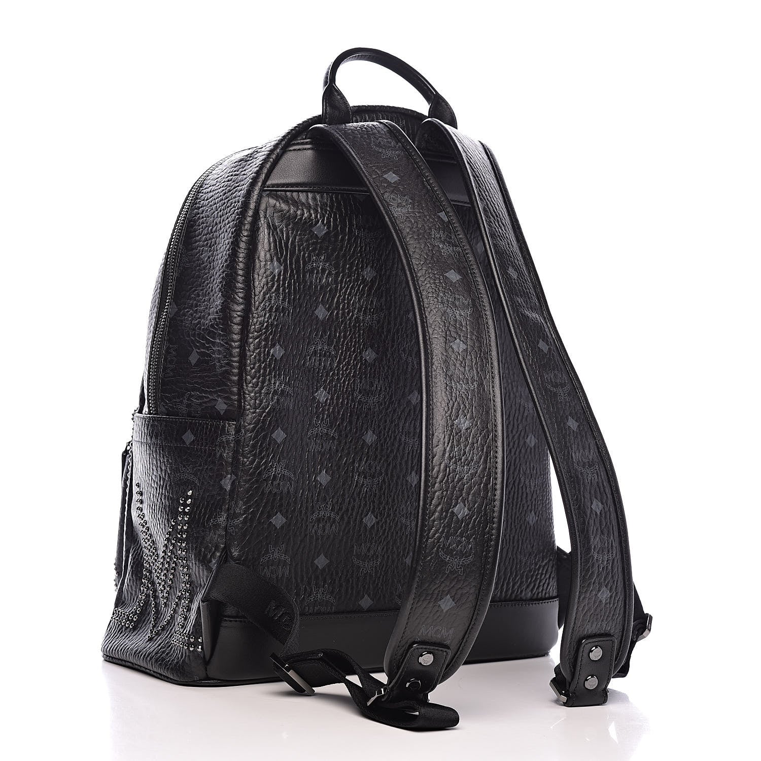 MCM Visetos Studded Medium Backpack Black 3 of 9