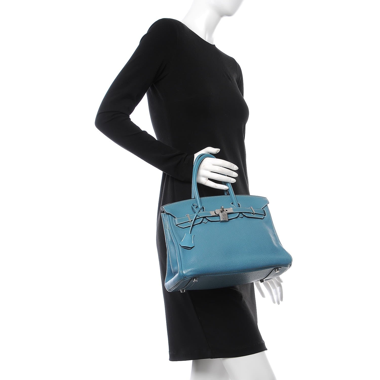 Hermes Taurillon Clemence Birkin 30 Blue Jean 2 of 8