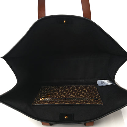 Burberry E-Canvas Monogram Stripe Book Tote Bridle Brown 5 of 12