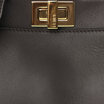 Fendi Vitello Seta Suede FF Mini Peekaboo Iconic Satchel Chocolate Sigaro Marrone 6 of 8